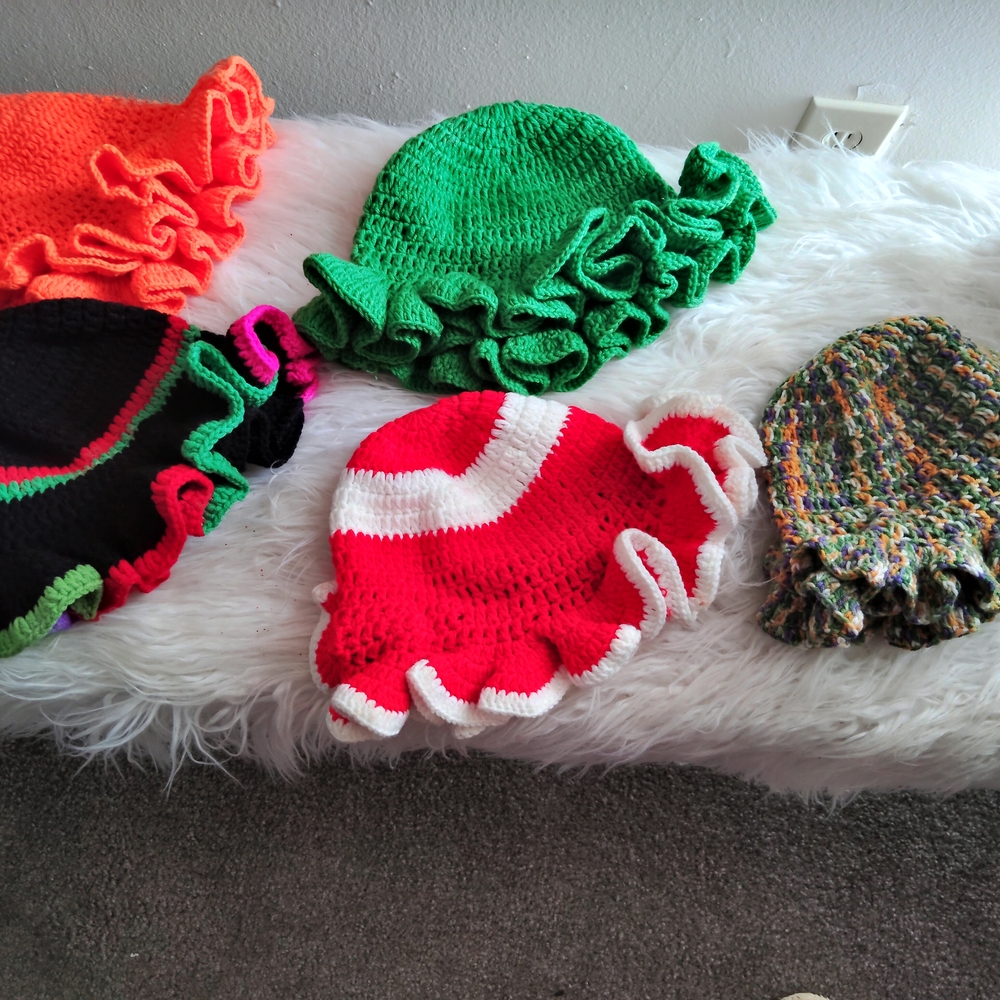 Colorful Ruffled Knit Hats